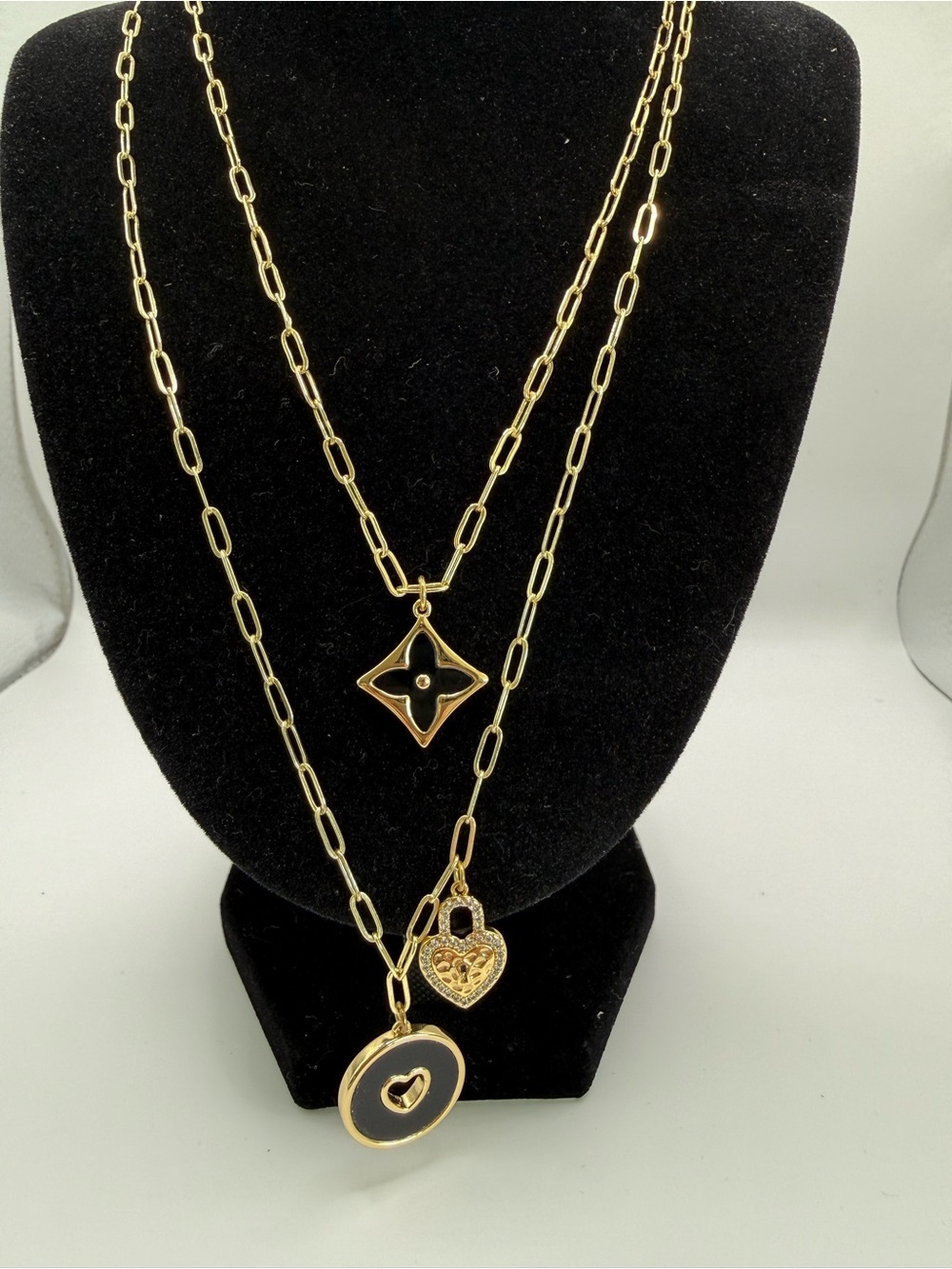 Park Lane Gold-Tone Layered Necklace with Black Accents